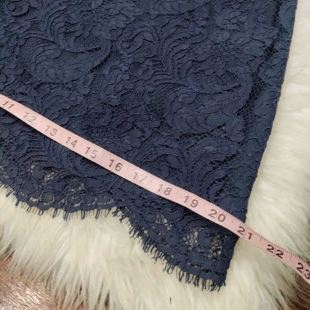 Reiss Navy Blue Fully Lined One Shoulder Lace Sheath Mini Dress Size 10 - Picture 12 of 12